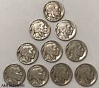 Count of Ten Circulated Buffalo Nickels 1913 to 1938 Fine