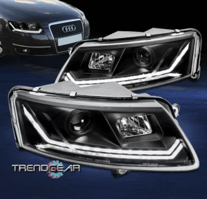For 2009 2010 2011 Audi A6 Quattro LED Tube Projector Headlights Headlamps Black - Bild 1 von 12