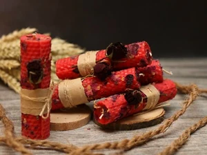 Bienenwachs StumpKerze mit Kräuter Rose Mittelwand Wachsplatte - Bild 1 von 4