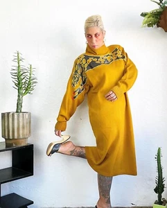 VANNA WHITE R&K Originals 80’s 80s Vintage Leopard Turtleneck Sweater Dress L Xl - Picture 1 of 10