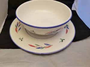 Piatto e ciotola made in Italy - bellissimo centrotavola collezione - rosa verde blu - Foto 1 di 8