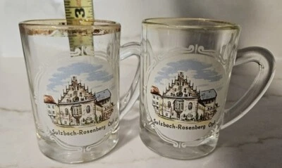 Juego De Colección De 2 Tazas Pequeñas Piedras De Vidrio Sulzbach-Rosenberg 3" De Alto Foto 1 de 4