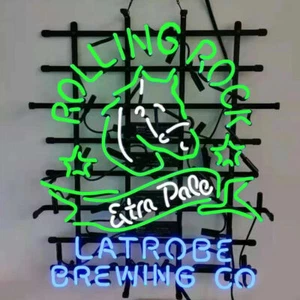 Rolling Rock LATROBE BREWING CO Neon Sign Light Beer Bar Pub Wall Decor 32"x24" - Picture 1 of 21