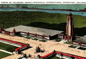 Sesqui Centennial Postcard 1926 Exposition Aerial View Forum Of Founders. - Picture 1 of 3