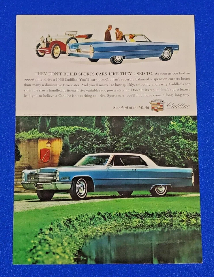Coupe de Ville 1966 y convertible de VILLE original Cadillac clásico GM anuncio impreso Foto 1 de 1