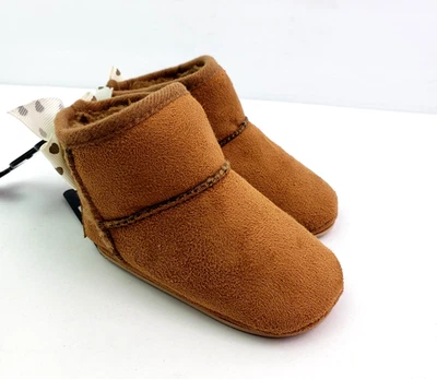Bebe Baby Infant Girls Size 4 9-12 Months Brown Warm Booties Shoes - Image 1 of 4