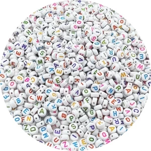 1000pcs Rainbow Round Letter Beads 4x7mm Acrylic Alphabet Spacer Beads 4 Jewelry - Picture 1 of 2