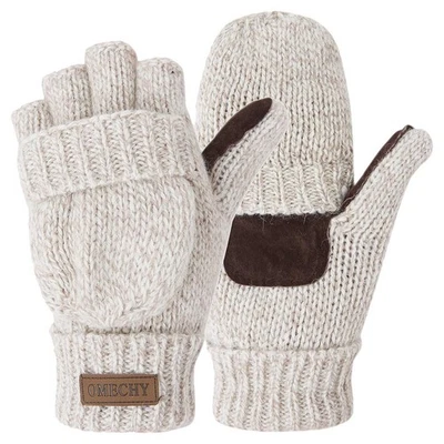 Winter Knitted Fingerless Wool Gloves Thermal Insulation Warm Convertible Mit... - Image 1 of 4