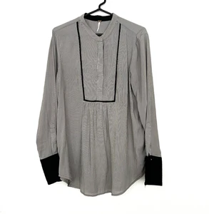Free People tunica donna grande Pebble Creek Free uccellino top righe smoking floreale - Foto 1 di 11