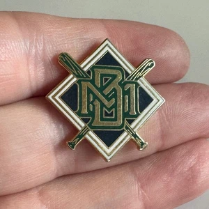 Vintage 1994 Milwaukee Brewers Monogram Diamond Crossed Bats Enamel Pin MLB - Picture 1 of 3