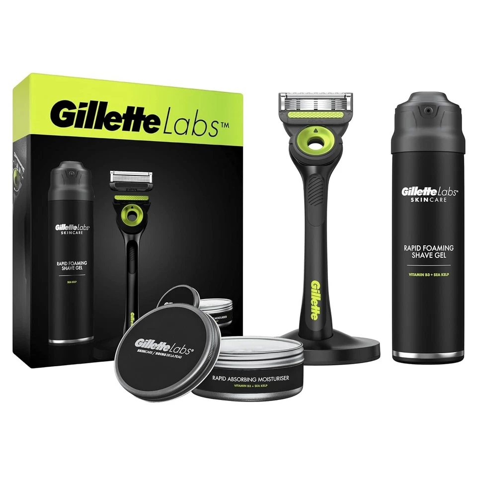 Gillette Labs Geschenkset Rasierer schwarz Neon + Rasiergel 198ml + Creme 100ml - Bild 1 von 1
