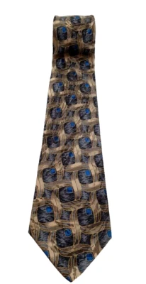 J. Ferrar Necktie Geometric Brown Multi Pattern Made in Italy 100% Silk 62" Long - Image 1 of 4