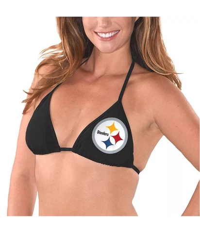 NFL Womens Pittsburgh Steelers Bikini Swim Top, Black, Small Cover