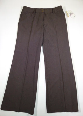NWT $99 MICHAEL KORS Chocolate Brown Striped Wide Leg Trouser PANTS Size 6 - Image 1 of 4