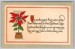 Christmas Greeting Poinsettias Art Deco Gibson Art Vintage Postcard c1913 - Picture 1 of 2