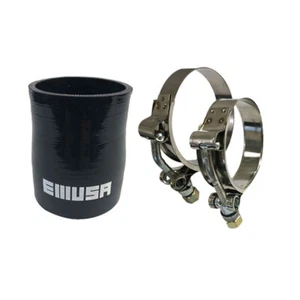 4-Ply Silicone 2.25" to 2.5" Hose Coupler Black +2.25"Hose Clamp+2.5Hose Clamp - Picture 1 of 11