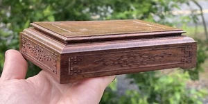 Vintage Hand Carved Rectangular Wooden Chinese Vase Base Stand Display - Picture 1 of 11