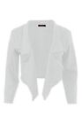 Ladies Womens Black & White Striped Cropped Waterfall Coat Casual Jacket Blazer