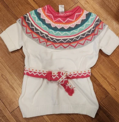 $35 NWT GYMBOREE Large 10-12 Cotton Tunic Length Sweater Belted Multi-Color - Image 1 of 4