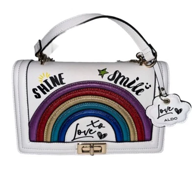 Сумка Aldo Grelaswen женская сумочка белая радужная цепочка ремень через плечо - Изображение 1 из 4