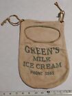 Vintage Green's Milk Ice Cream Advertising Clothes Pin? Bag