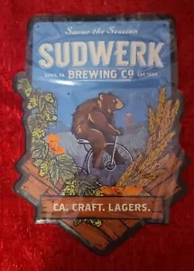 Sudwerk Brewery Metal Sign California Craft Lagers Beer Logo Bicycle Beer Hops - Picture 1 of 2