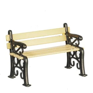 Dolls House Victorian Slatted Garden Bench Half Inch 1:24 Outdoor Furniture - Picture 1 of 8