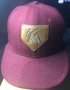 Miami Marlins 59Fifty New Era Fitted Hat 7 3/8 Leather Patch 100% Wool - Picture 1 of 6