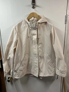 Women’s Jones New York Sport Rain Coat Cream Size Xl Hood - Picture 1 of 9