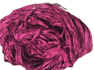 100g Sari Silk Ribbon yarn Hot Pink - Picture 1 of 4