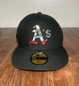Oakland Athletics A’s California Flag New Era 59FIFTY eng anliegende Mütze 7 1/8 Vintage - Bild 1 von 6