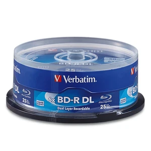 25 pk VERBATIM 6X Blu-Ray BD-R DL Dual Layer 50GB Branded Logo 98356 - Picture 1 of 3