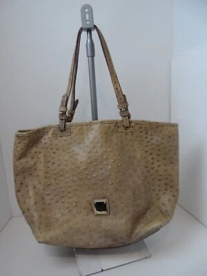 Bolso de Mano Hobo Grande de Cuero Repujado Avestruz Beige Dooney & Bourke Foto 1 de 4