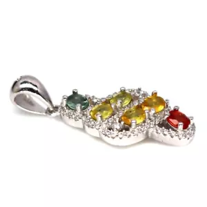 Shola Auténtico Natural Multicolor Zafiro Colgante Plata Esterilina N408 - Imagen 1 de 3
