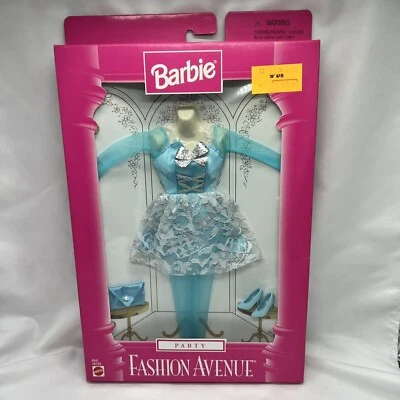 Barbie Fashion Avenue Party Outfit Blue Dress and Shoes 1997 Mattel Original Box - Image 1 of 4