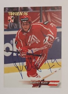 1996 Semic IIHF WC Vienna #217 In Person Auto Dieter Kalt Team Austria