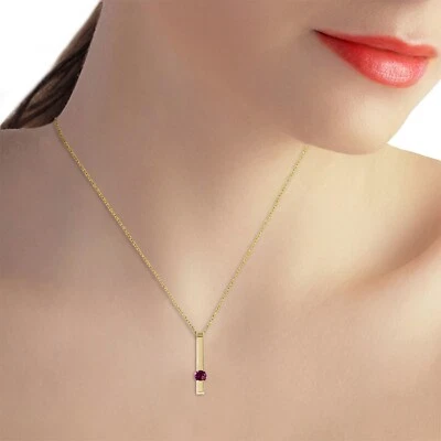 14K. SOLID GOLD NECKLACE WITH NATURAL AMETHYST (Yellow Gold) - Image 1 of 4
