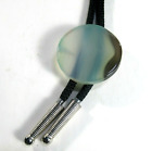 Bolo Bola Tie Blue Round Polished Brazil Agate Slide Silvery Metal 35 65Mm 17X