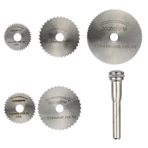 6Pc HSS Circular Saw Mandrel Cutting Cutter Disc Blade Set for Drill Rotary Tool - Picture 1 of 6