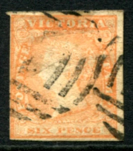 VICTORIA - 1854 6d 'ORANGE-YELLOW' GU SG32b Cv £19 [D2014] - Imagen 1 de 2