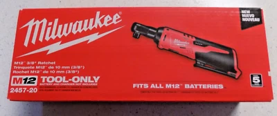 12V Milwaukee 2457-20 M12 Ratchet 3/8" Drive 12 Volt Bare Tool Battery Powered - Image 1 of 4