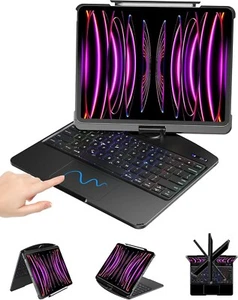 Touch Keyboard Case for iPad Air 13"(M2) 2024 & iPad Pro 12.9",Trackpad & Backli - Picture 1 of 9