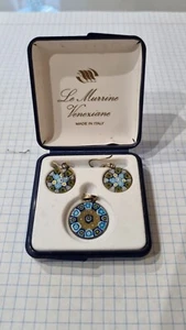 Italian Earrings, Pendant Le Murrine Veneziane Silver 925 Gilding , Murano glass - Picture 1 of 10