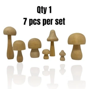 QTY 1- Wooden Mushroom Set Mushrooms Wood DIY Craft Woodland Mushrooms - Picture 1 of 11