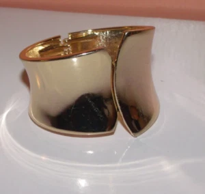 Gold Plated Hinged Bracelet Cuff Jewelry - 2 3/8" Diameter - Picture 1 of 2