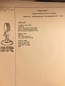 RADIO SHOW: SCOTT MUNI'S TICKET TO RIDE 1/31/86 MARK McGANN w/14 TUNES - Picture 1 of 3