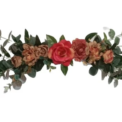 Llama y Rosa Marrón Hortensia 24" Pieza de Pared Puerta Flor de Seda Decoración del Hogar EST096 Foto 1 de 4