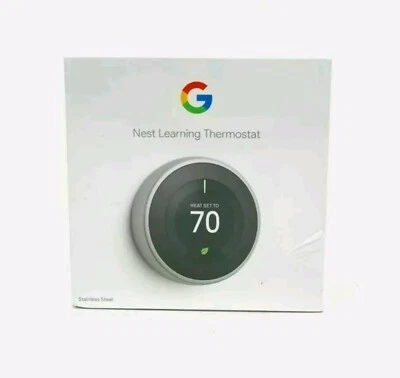 Nest Thermostat 3rd Gen Stainless Steel Color Model #T3007ES - FREE SHIPPING - Image 1 of 4