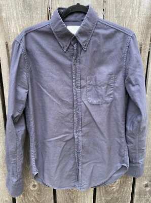 Men's Band of Outsiders Navy Blue Solid Button-Down Shirt 1 Cotton Made in USA - Image 1 of 4