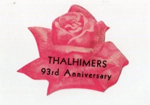 Póster Sello Etiqueta THALIMERS GRANDES ALMACENES Richmond VA 93 Aniversario Rosa - Imagen 1 de 1